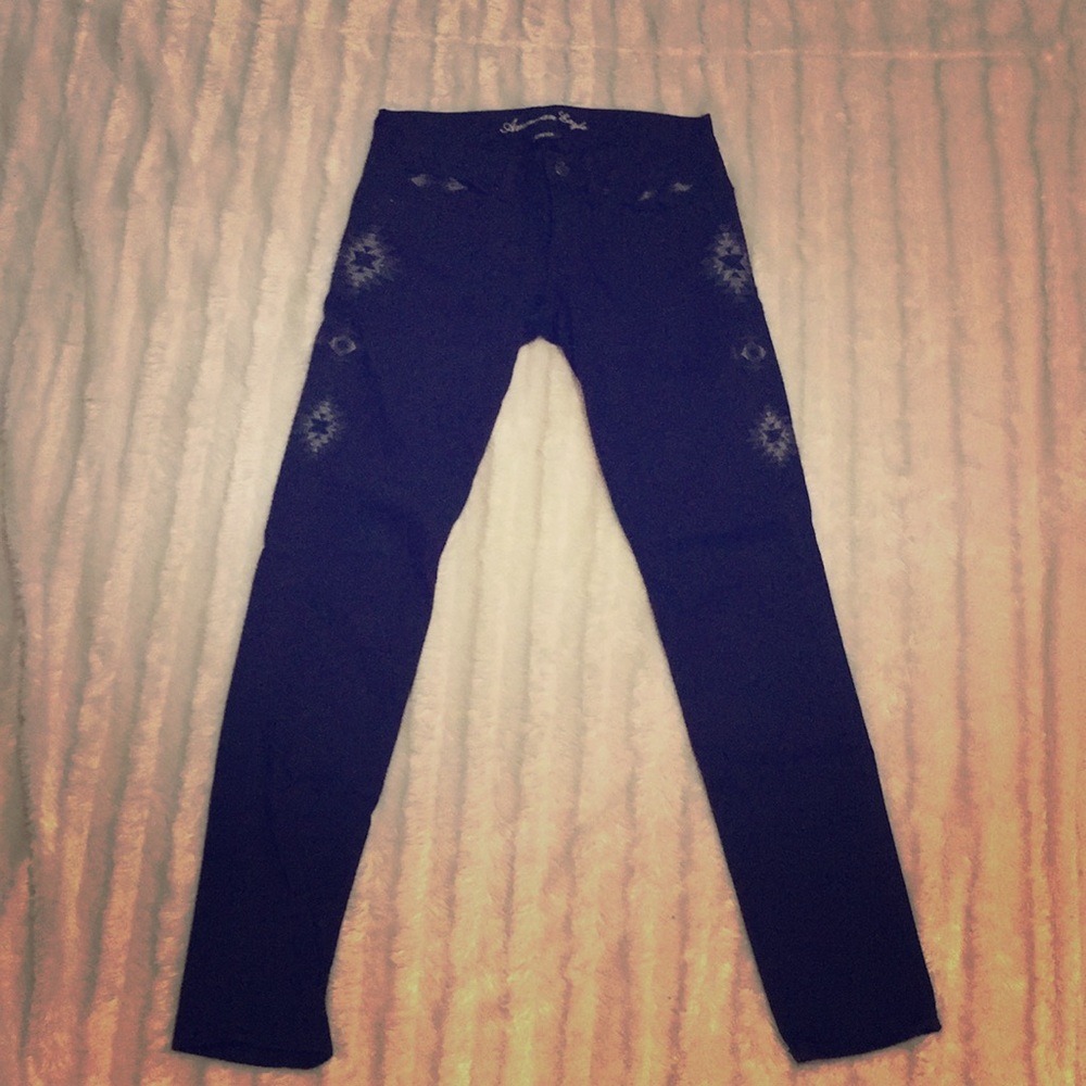 American eagle jeans black Aztec design hippy boho